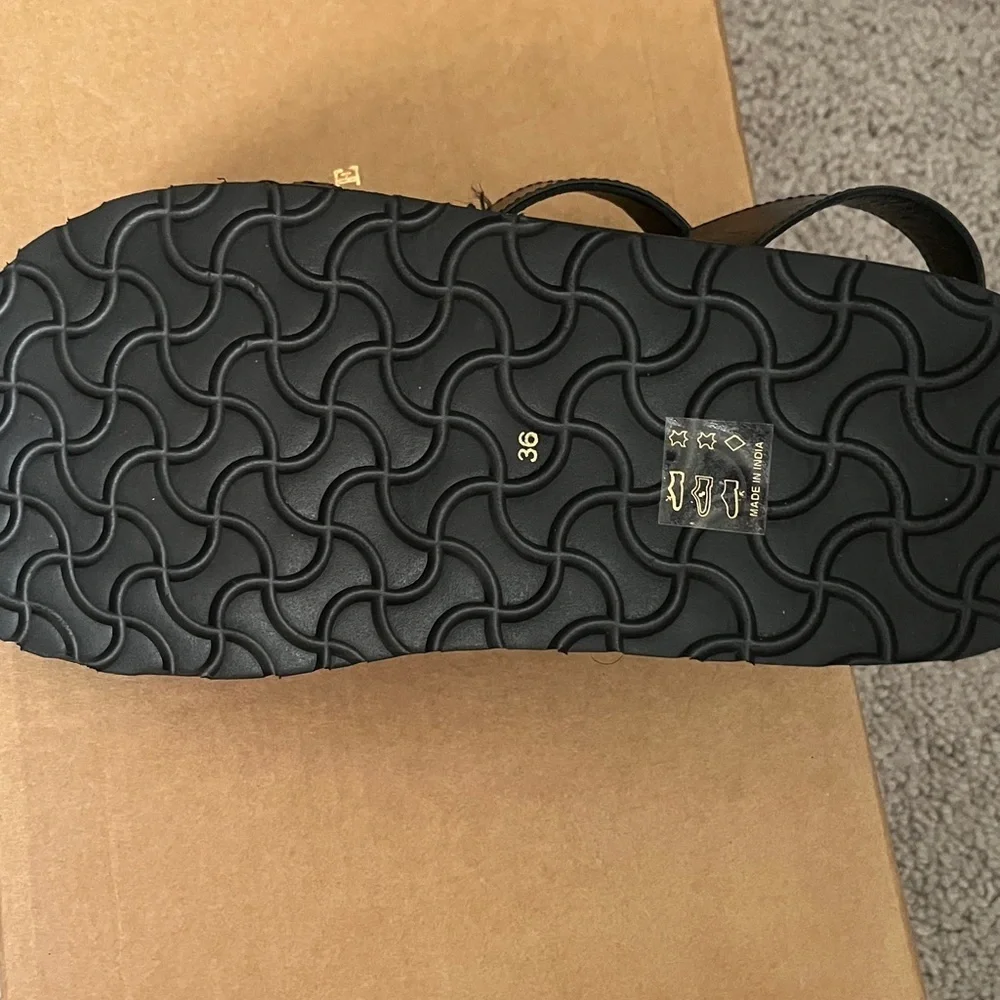 Anthropologie Woven Black Sandal Size 6
